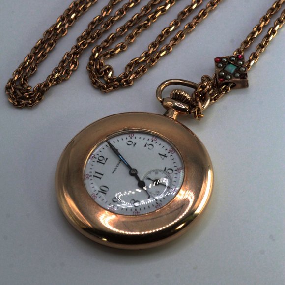 ANTIQUE WALTHAM GOLD FILLED OPEN FACE LADIES POCKET WATCH - Picture 2 of 9